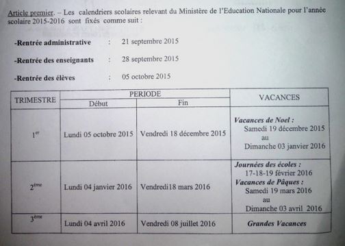 calendrier scolaire madagascar